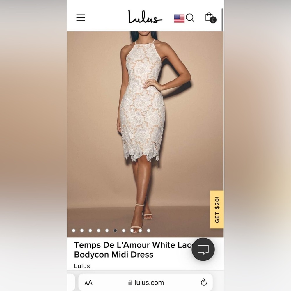Lulu's White Lace Bodycon Midi Dress